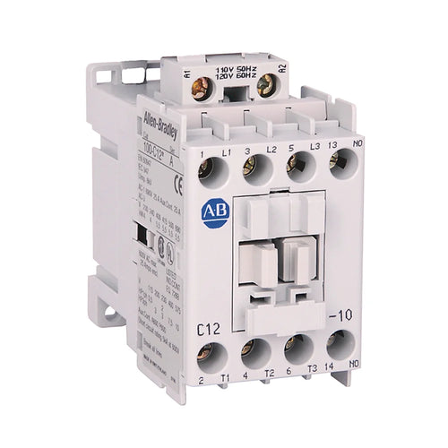 Allen-Bradley 100-C12EJ10 contactor, 12A, 600V, for reliable switching and control in industrial automation systems.