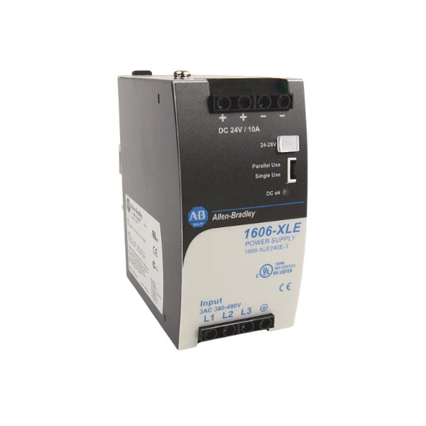 Allen-Bradley 1606-XLE240EN power supply, 240W, 24VDC output, compact DIN rail mount for industrial automation