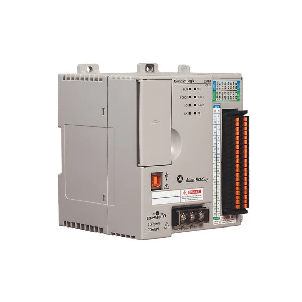 Allen-Bradley 1769-L24ER-QB1B CompactLogix 5370 controller with 16 digital I/O and 2 Ethernet ports for mid-sized automation systems.
