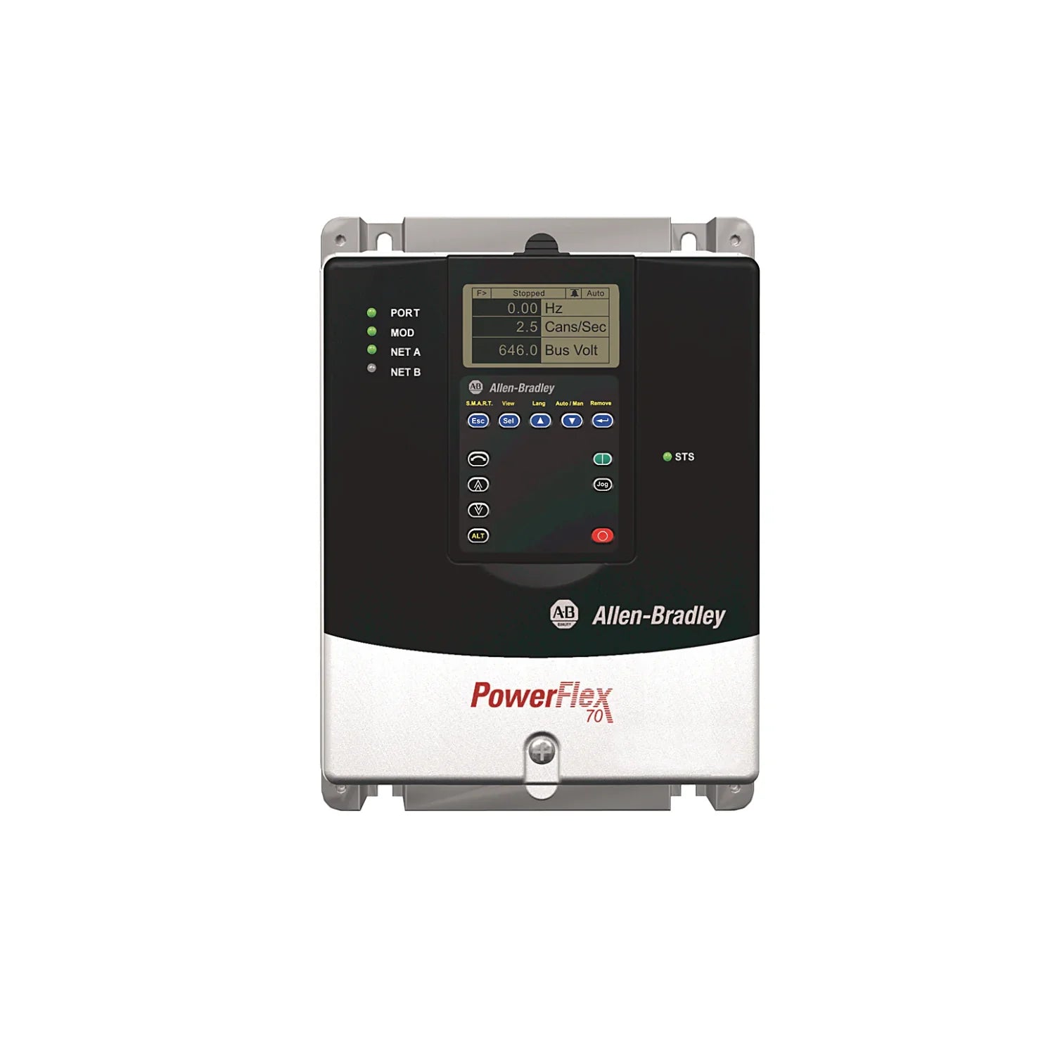 PowerFlex 70 AC Drive, 400V AC, 3.5A, 1.5 kW Normal Duty, IP20/NEMA 1 enclosure, Brake IGBT installed.