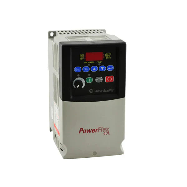 22B-B2P3N104, motor de indução PowerFlex 40 Allen-Bradley, ideal para controle de velocidade em sistemas de automação industrial.