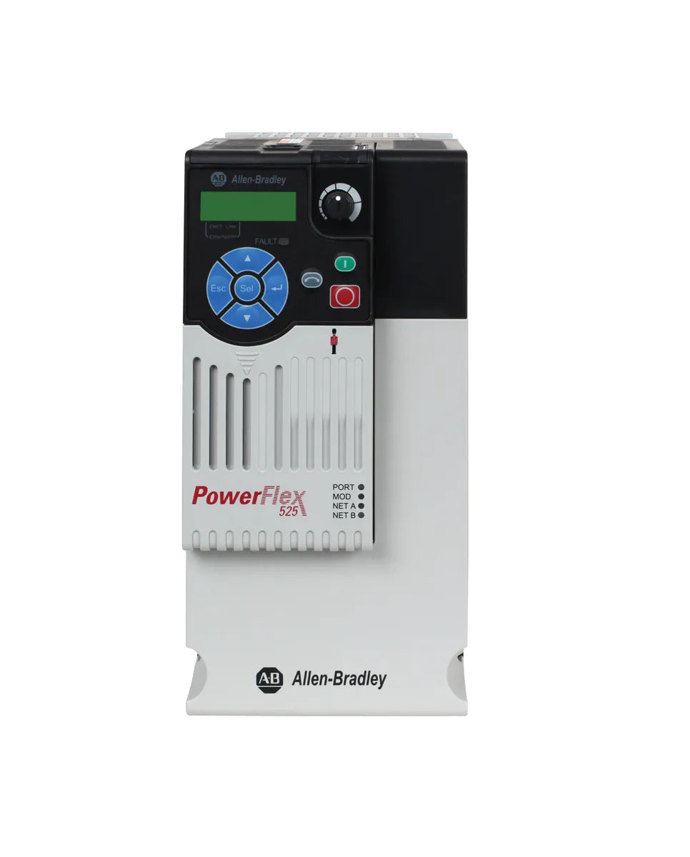 Allen-Bradley 25B-D030N104 PowerFlex 525 AC drive, 15 HP, 480V, for precise motor speed control in industrial automation.