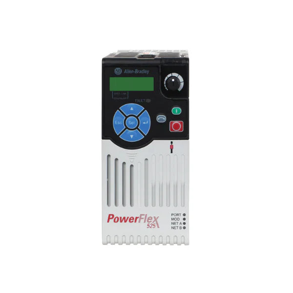 Allen-Bradley PowerFlex 525 drive 25B-D2P3N104, 1HP AC drive with EtherNet/IP for compact, energy-efficient motor control.