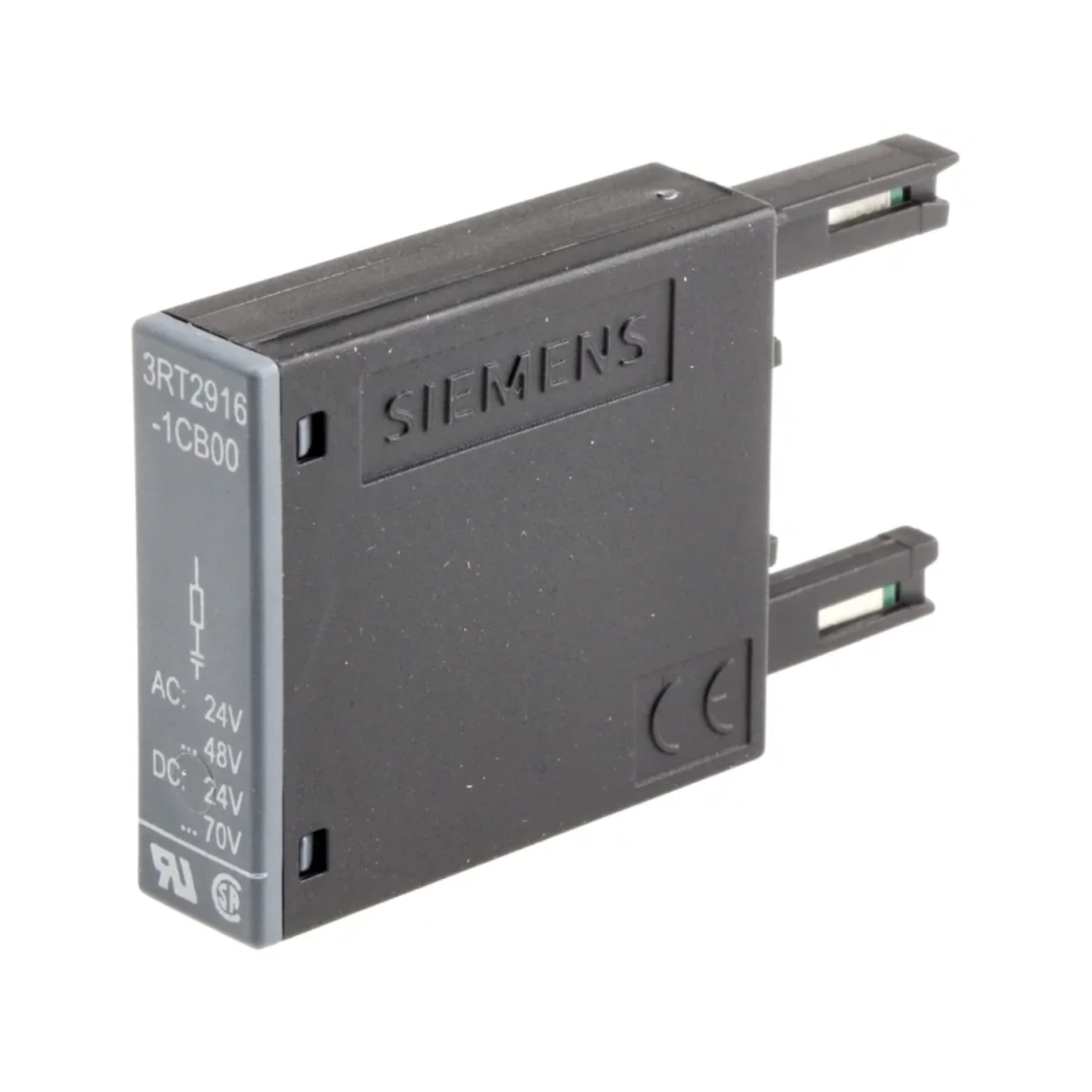 Siemens 3RT2916-1DG00 auxiliary switch block for contactors, expanding control circuit functionality in industrial automation.