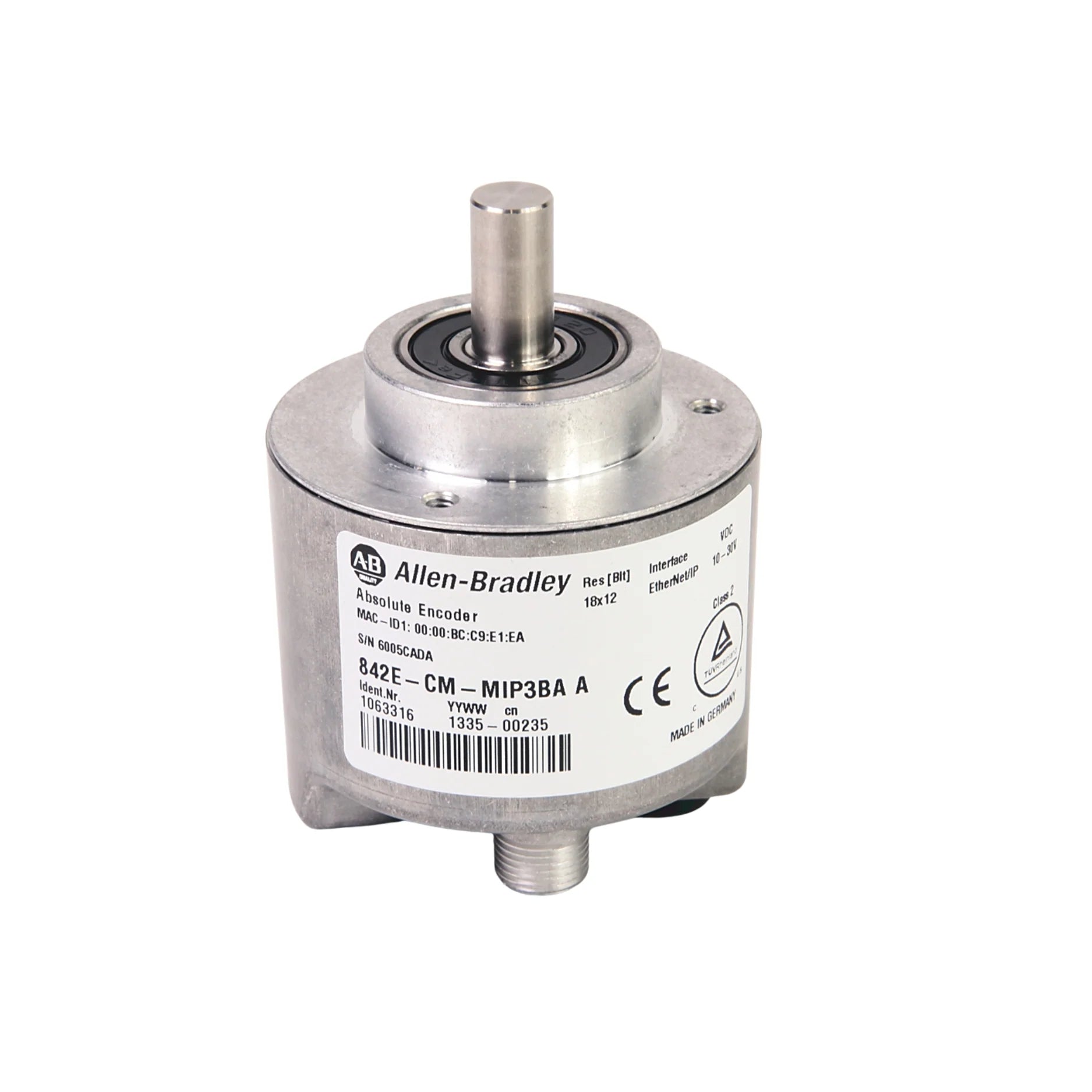 842E-CM-MIP3BA, encoder multivoltas EtherNet/IP Allen-Bradley, ideal para controle preciso de posição em automação industrial.