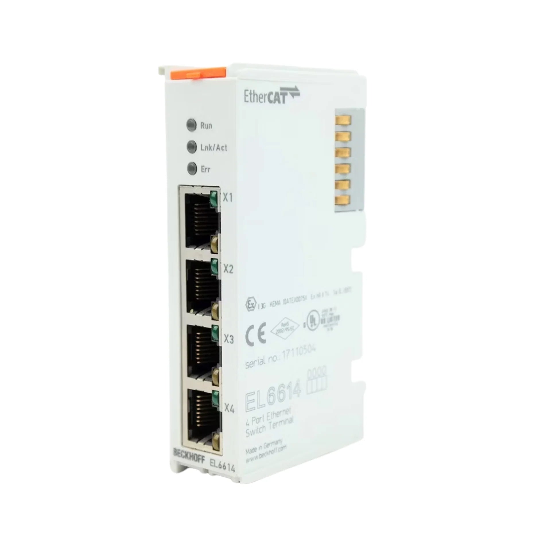 Beckhoff EL6614 4-port Ethernet switch terminal, 100 Mbit/s, EtherCAT-compatible