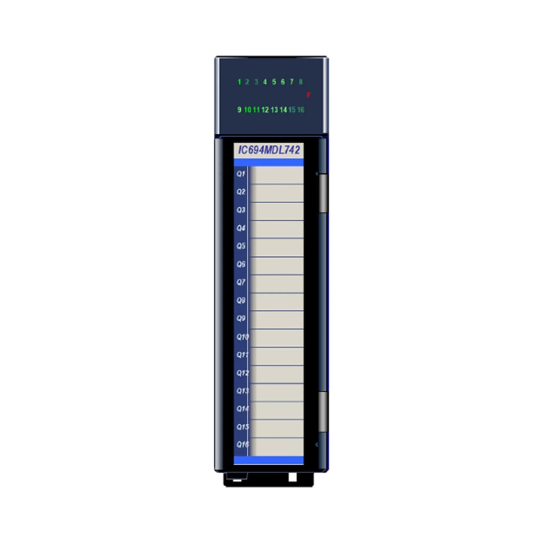 GE IC694MDL742 output module, 32-point 24VDC sourcing outputs, positive logic, group-isolated for RX3i systems. Reliable DC load control. Ships worldwide.