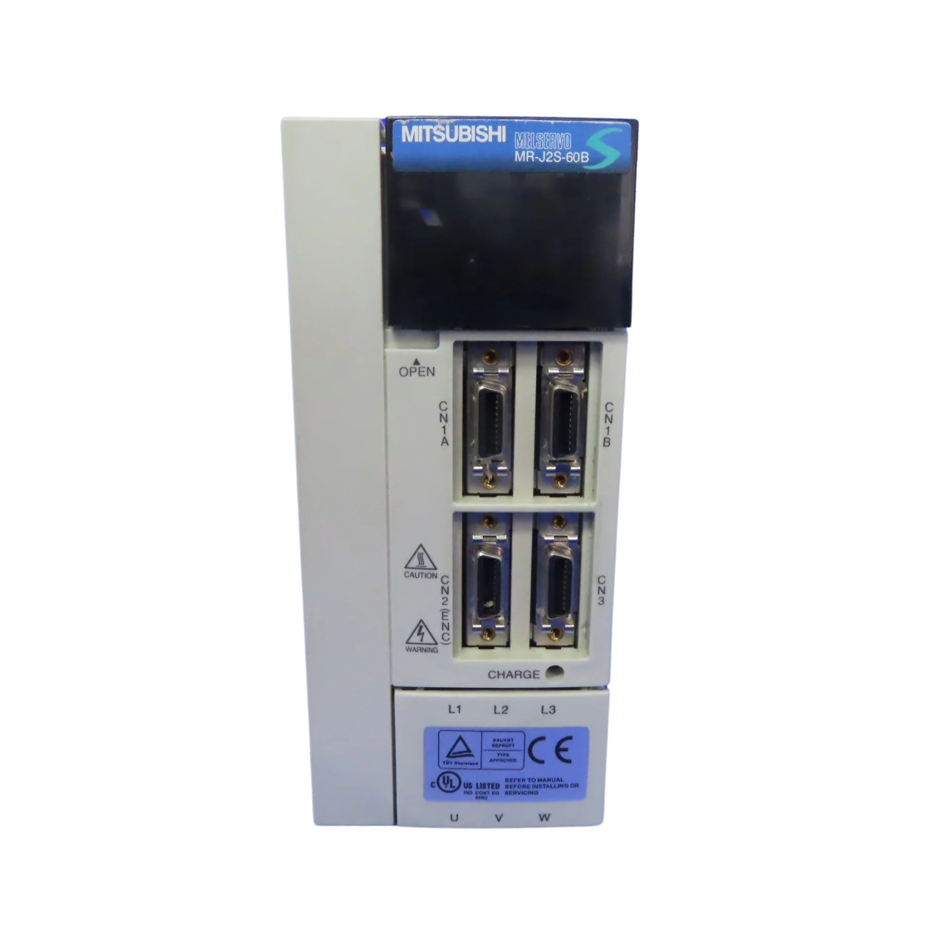 Mitsubishi MR-J2S-60B servo amplifier, 600W, 200V 3-phase, SSCNET-compatible, compact design, MR-J2S Series.