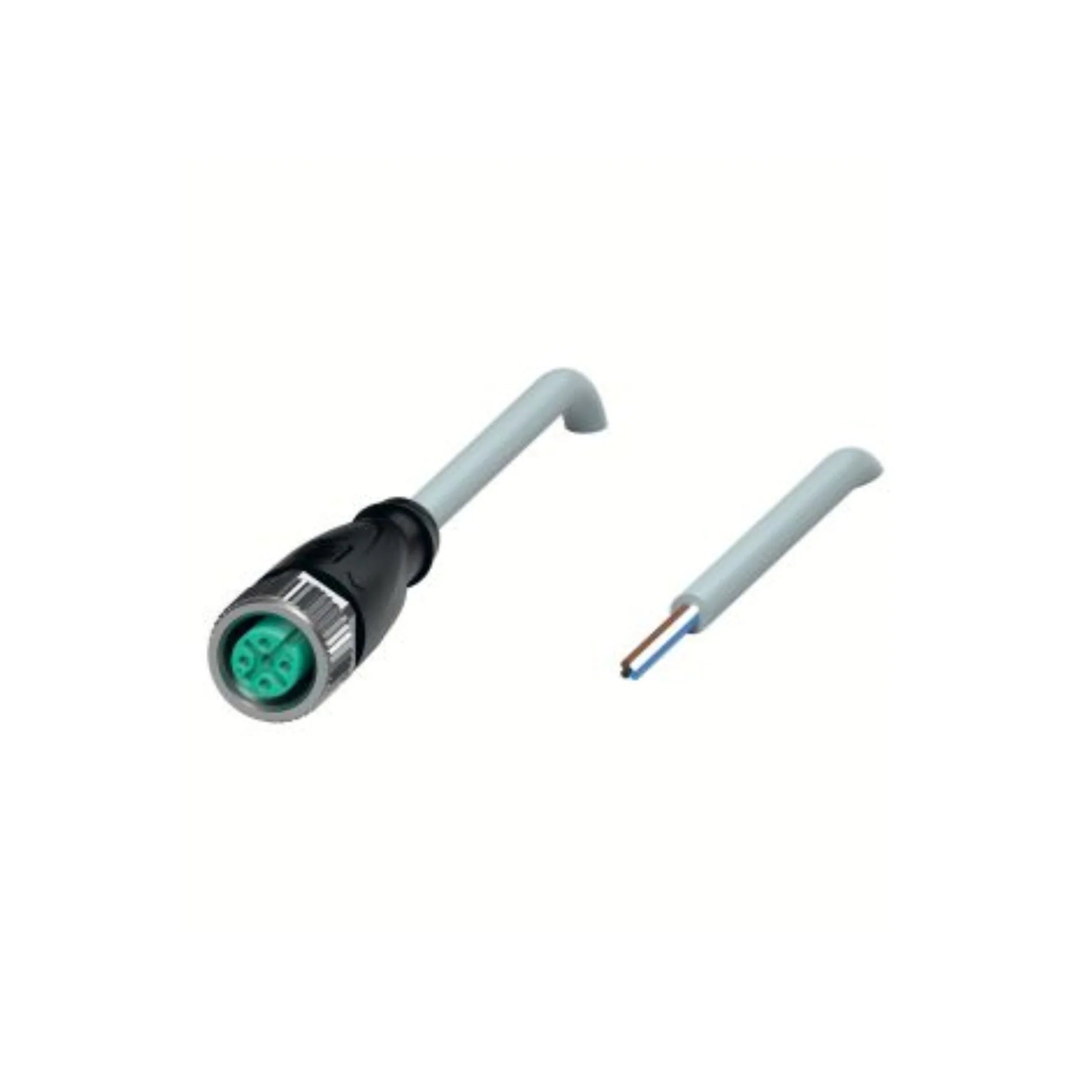 Pepperl+Fuchs V1-G-10M-PUR M12 4-pin female cordset with 10m gray PUR cable, IP68/IP69 rated, halogen-free, for industrial automation.