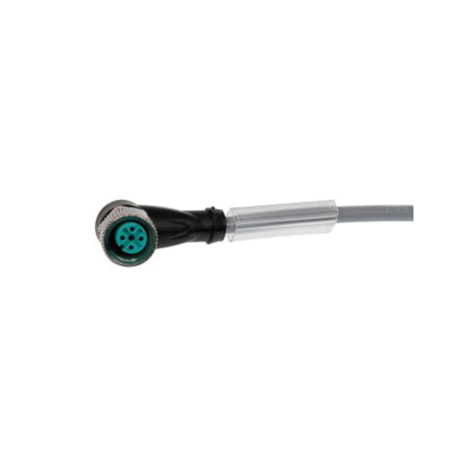 Pepperl+Fuchs V1-W-2M-PVC M12 4-pin angled female connector with 2 m PVC cable, IP67 rated for industrial sensor wiring.